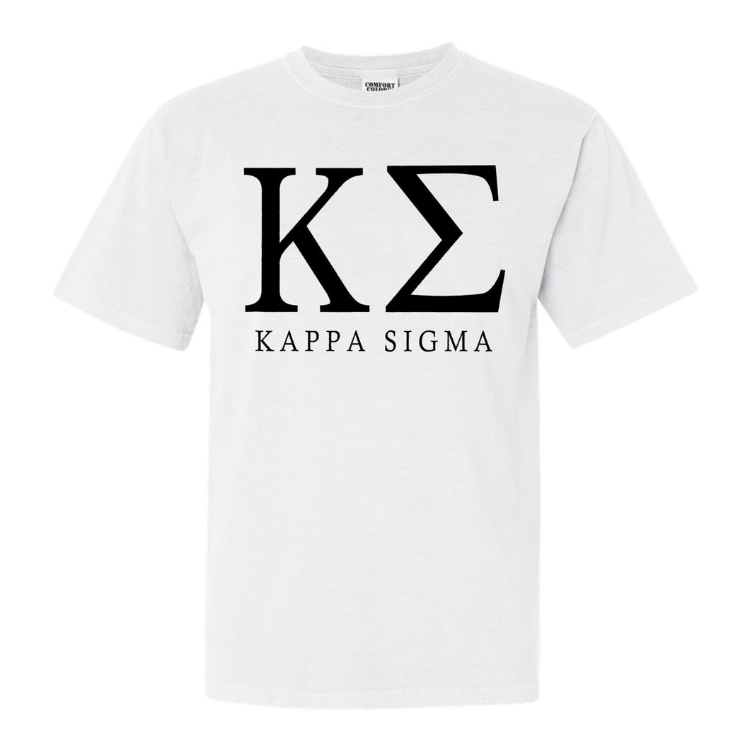 Kappa Sigma Comfort Colors T-Shirt - Kappa Sig Block Letter Shirt - Kite and Crest