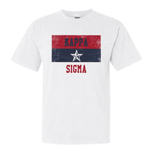 Load image into Gallery viewer, Kappa Sigma Comfort Colors T-Shirt - Kappa Sig Colorful Stripe Shirt - Kite and Crest

