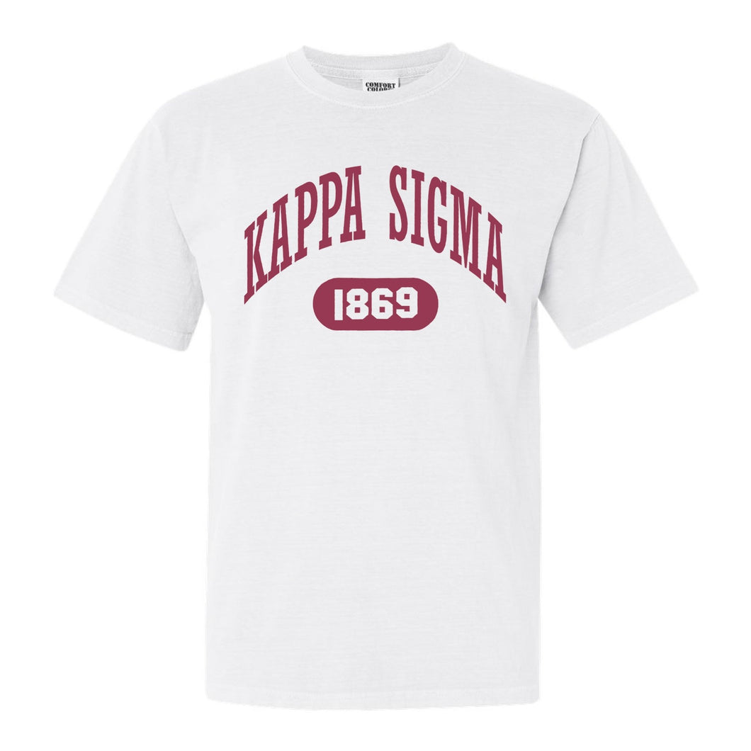 Kappa Sigma Comfort Colors T-Shirt - Kappa Sig Large Athletic Shirt - Kite and Crest