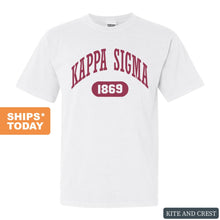 Load image into Gallery viewer, Kappa Sigma Comfort Colors T-Shirt - Kappa Sig Large Athletic Shirt - Kite and Crest
