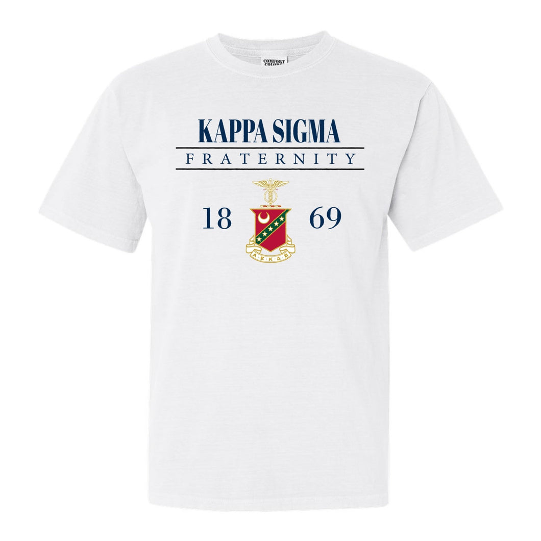 Kappa Sigma Comfort Colors T-Shirt - Kappa Sig Large Crest Shirt - Kite and Crest
