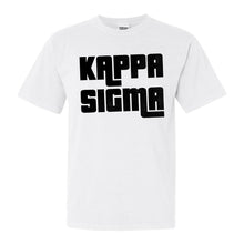 Load image into Gallery viewer, Kappa Sigma Comfort Colors T-Shirt - Kappa Sig Stacked Letters Shirt - Kite and Crest
