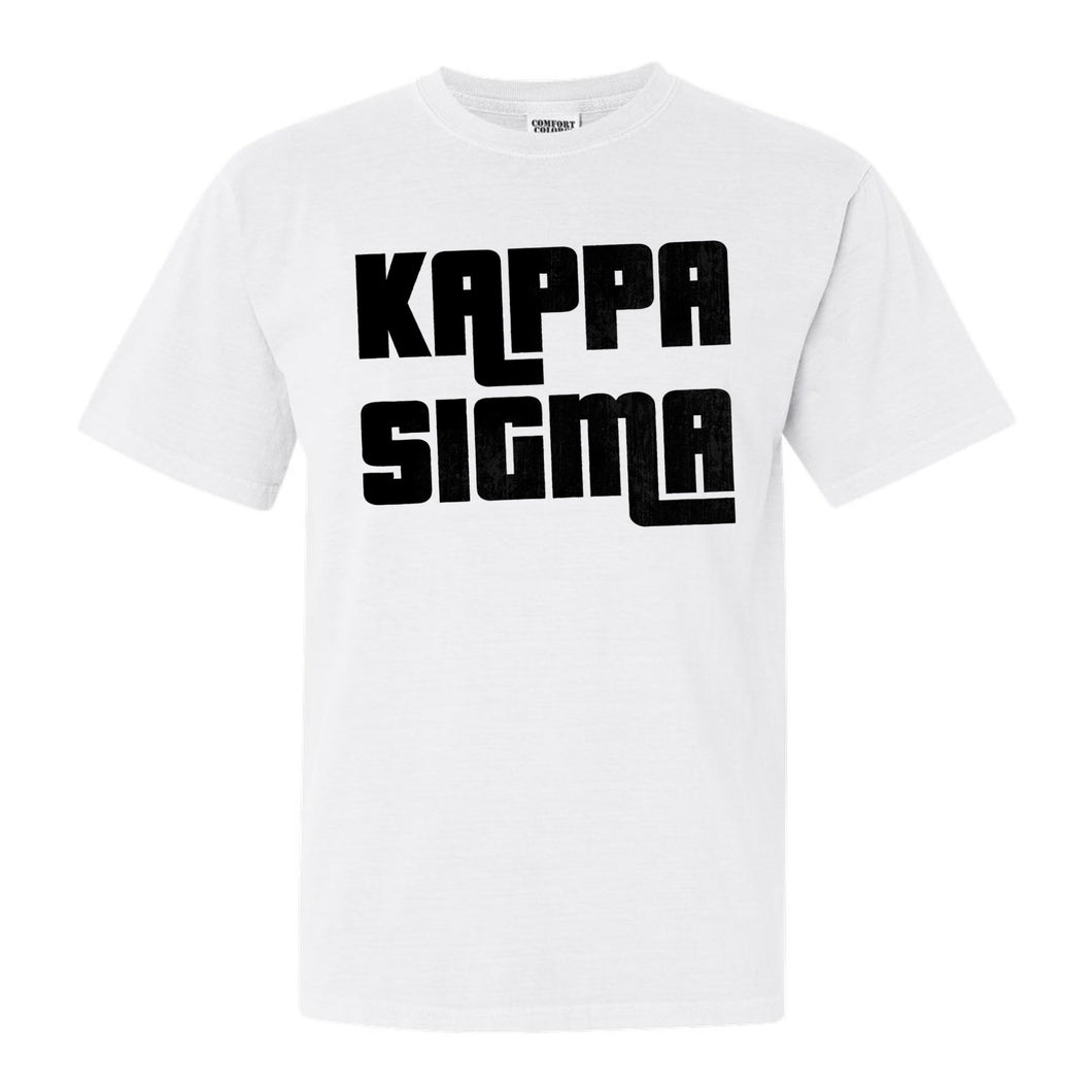 Kappa Sigma Comfort Colors T-Shirt - Kappa Sig Stacked Letters Shirt - Kite and Crest