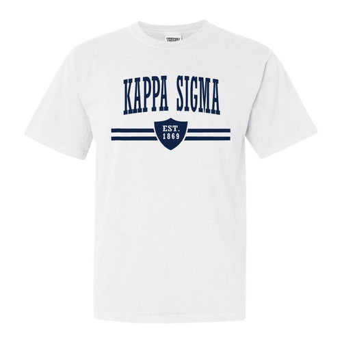 Kappa Sigma Comfort Colors T-Shirt - Kappa Sig Striped Shield Shirt - Kite and Crest