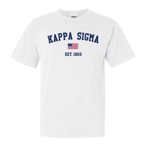 Kappa Sigma Comfort Colors T-Shirt - Kappa Sig USA Flag Shirt - Kite and Crest