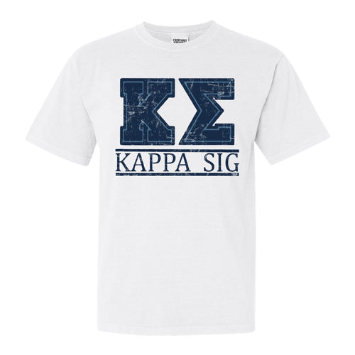Kappa Sigma Comfort Colors T-Shirt - Kappa Sig Washed Letters Shirt - Kite and Crest