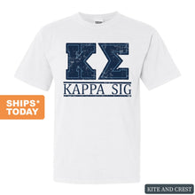 Load image into Gallery viewer, Kappa Sigma Comfort Colors T-Shirt - Kappa Sig Washed Letters Shirt - Kite and Crest
