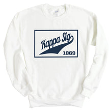 Load image into Gallery viewer, Kappa Sigma Sweatshirt - Kappa Sig Baseball Boxed Crewneck Sweatshirt - Kite and Crest
