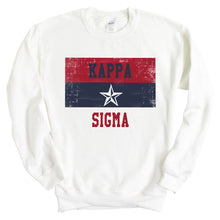 Load image into Gallery viewer, Kappa Sigma Sweatshirt - Kappa Sig Colorful Stripe Crewneck Sweatshirt - Kite and Crest
