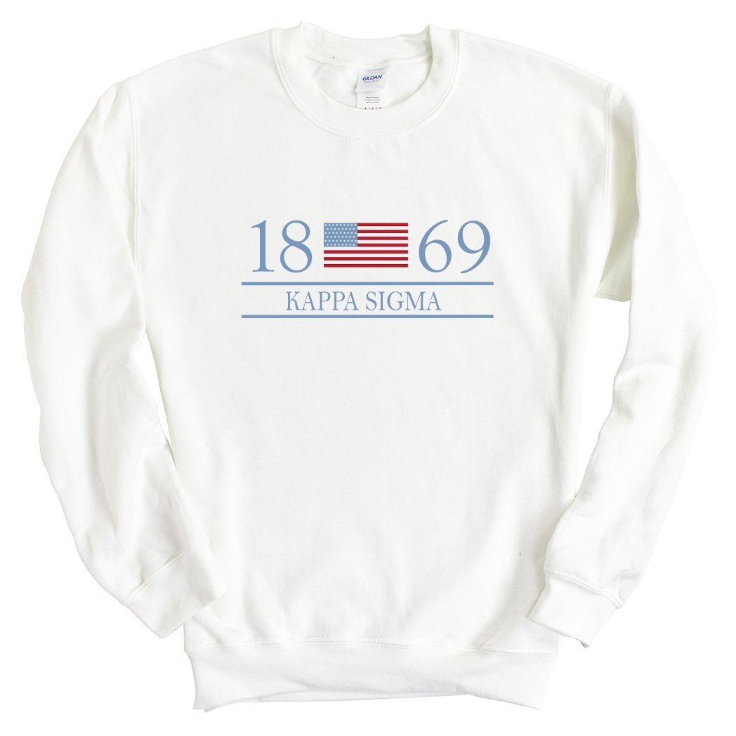 Kappa Sigma Sweatshirt - Kappa Sig Flag Year Crewneck Sweatshirt - Kite and Crest