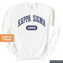 Load image into Gallery viewer, Kappa Sigma Sweatshirt - Kappa Sig Fraternal Arch Crewneck Sweatshirt - Kite and Crest
