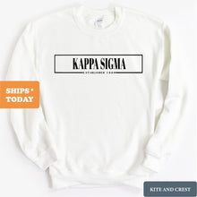 Load image into Gallery viewer, Kappa Sigma Sweatshirt - Kappa Sig Fraternal Block Crewneck Sweatshirt - Kite and Crest
