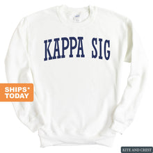 Load image into Gallery viewer, Kappa Sigma Sweatshirt - Kappa Sig Intrinsic Lettered Crewneck Sweatshirt - Kite and Crest
