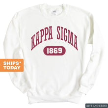 Load image into Gallery viewer, Kappa Sigma Sweatshirt - Kappa Sig Large Athletic Crewneck Sweatshirt - Kite and Crest
