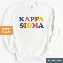 Load image into Gallery viewer, Kappa Sigma Sweatshirt - Kappa Sig Retro Letters Crewneck Sweatshirt - Kite and Crest
