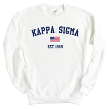 Load image into Gallery viewer, Kappa Sigma Sweatshirt - Kappa Sig USA Flag Crewneck Sweatshirt - Kite and Crest
