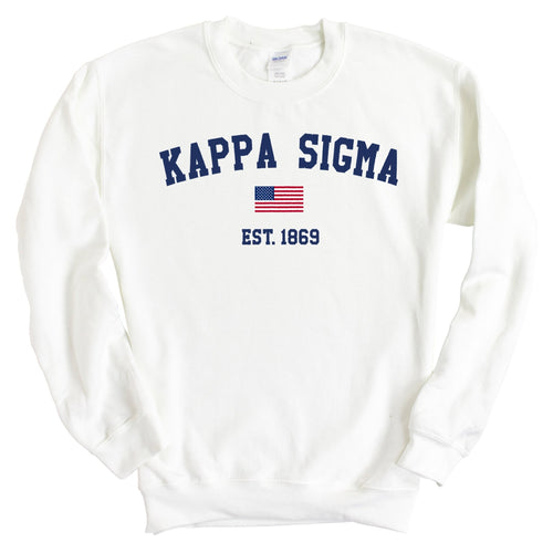 Kappa Sigma Sweatshirt - Kappa Sig USA Flag Crewneck Sweatshirt - Kite and Crest