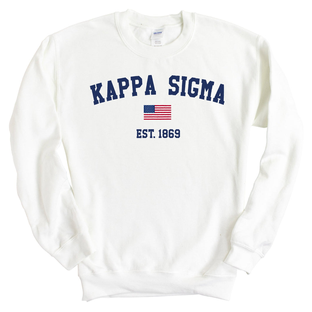 Kappa Sigma Sweatshirt - Kappa Sig USA Flag Crewneck Sweatshirt - Kite and Crest