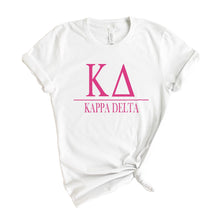 Load image into Gallery viewer, KD Kappa Delta Big Letters Sorority T-Shirt - Kite and Crest
