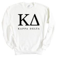 Load image into Gallery viewer, KD Kappa Delta Block Letter Sorority Crewneck Sweatshirt - Kite and Crest
