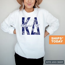 Load image into Gallery viewer, KD Kappa Delta Blue Floral Sorority Crewneck Sweatshirt - Kite and Crest
