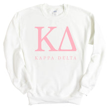 Load image into Gallery viewer, KD Kappa Delta Pink Letter Sorority Crewneck Sweatshirt - Kite and Crest
