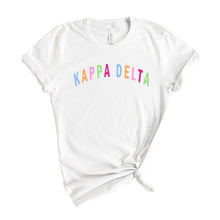 Load image into Gallery viewer, KD Kappa Delta Rainbow Letter Sorority T-Shirt - Kite and Crest
