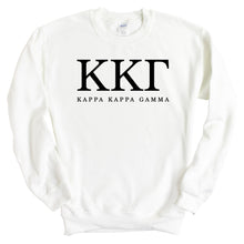 Load image into Gallery viewer, KKG Kappa Kappa Gamma Block Letter Sorority Crewneck Sweatshirt - Kite and Crest
