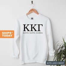 Load image into Gallery viewer, KKG Kappa Kappa Gamma Block Letter Sorority Crewneck Sweatshirt - Kite and Crest
