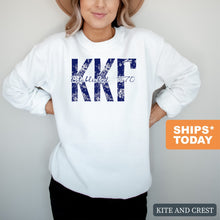 Load image into Gallery viewer, KKG Kappa Kappa Gamma Blue Floral Sorority Crewneck Sweatshirt - Kite and Crest
