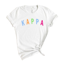 Load image into Gallery viewer, KKG Kappa Kappa Gamma Rainbow Letter Sorority T-Shirt Tee - Kite and Crest
