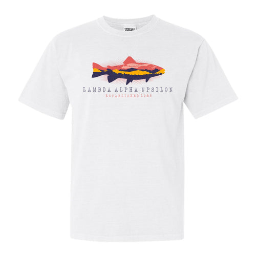 Lambda Alpha Upsilon Fishing Comfort Colors T-Shirt - Fraternity Tee - Kite and Crest
