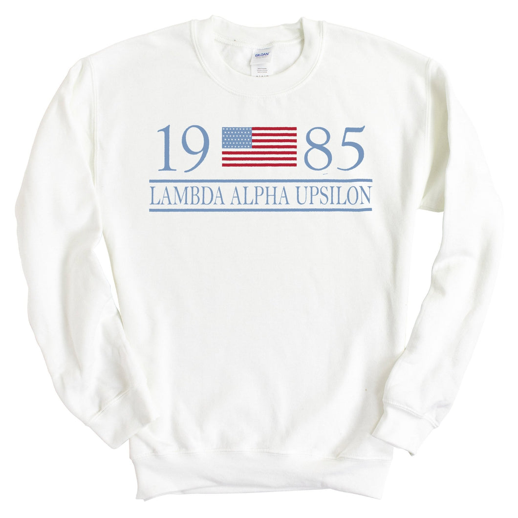 Lambda Alpha Upsilon Flag Year Sweatshirt - Fraternity Crewneck Sweatshirt - Kite and Crest