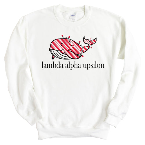 Lambda Alpha Upsilon Red Whale Sweatshirt - Fraternity Crewneck Sweatshirt - Kite and Crest