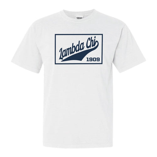 Lambda Chi Alpha Comfort Colors T-Shirt - Lambda Chi Baseball Boxed Shirt - Kite and Crest