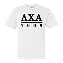 Load image into Gallery viewer, Lambda Chi Alpha Comfort Colors T-Shirt - Lambda Chi Black Letters Shirt - Kite and Crest

