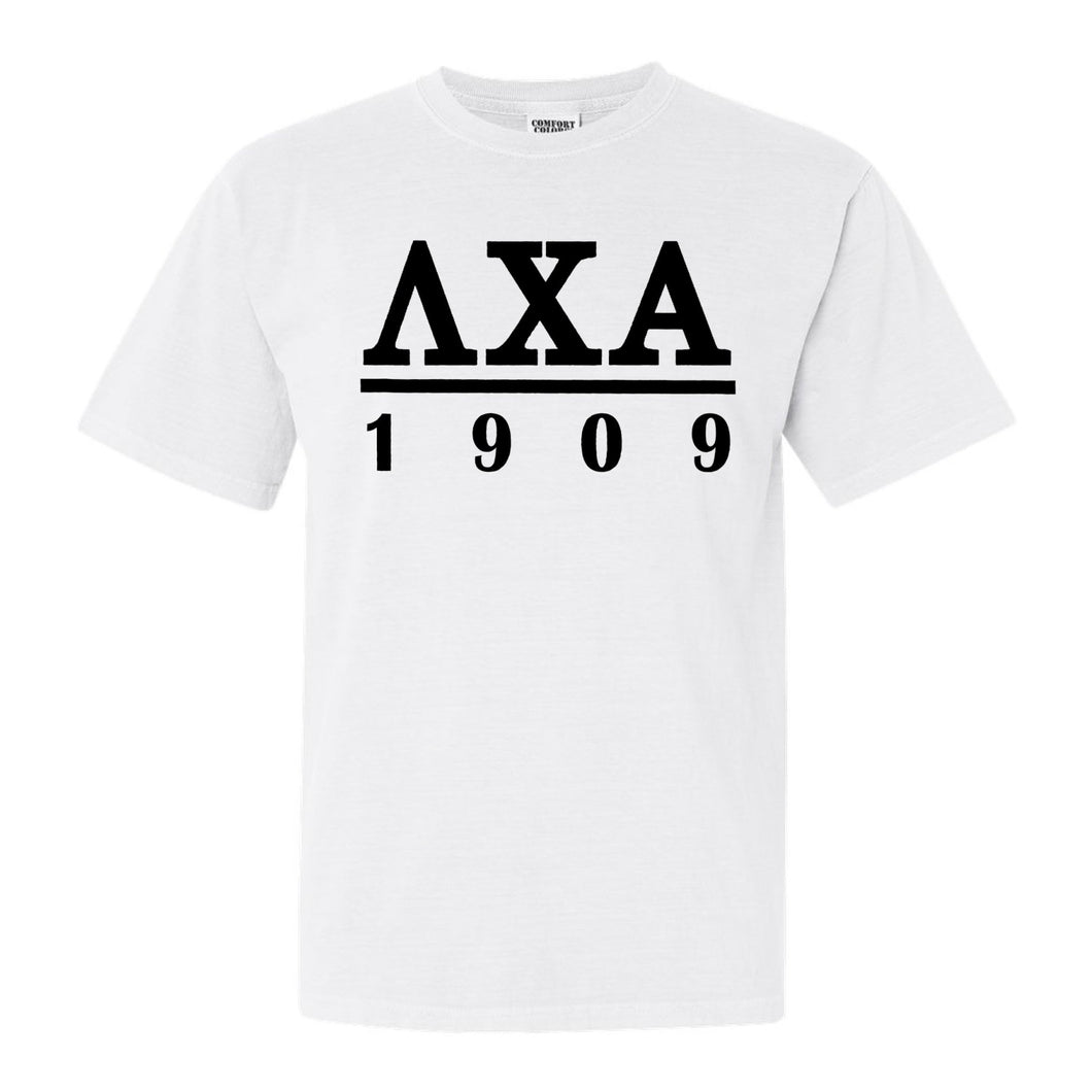 Lambda Chi Alpha Comfort Colors T-Shirt - Lambda Chi Black Letters Shirt - Kite and Crest