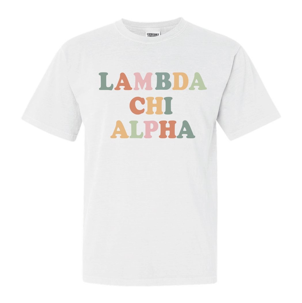 Lambda Chi Alpha Comfort Colors T-Shirt - Lambda Chi Bright and Colorful Shirt - Kite and Crest
