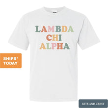 Load image into Gallery viewer, Lambda Chi Alpha Comfort Colors T-Shirt - Lambda Chi Bright and Colorful Shirt - Kite and Crest
