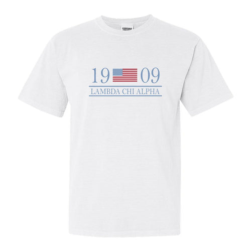 Lambda Chi Alpha Comfort Colors T-Shirt - Lambda Chi Flag Year Shirt - Kite and Crest