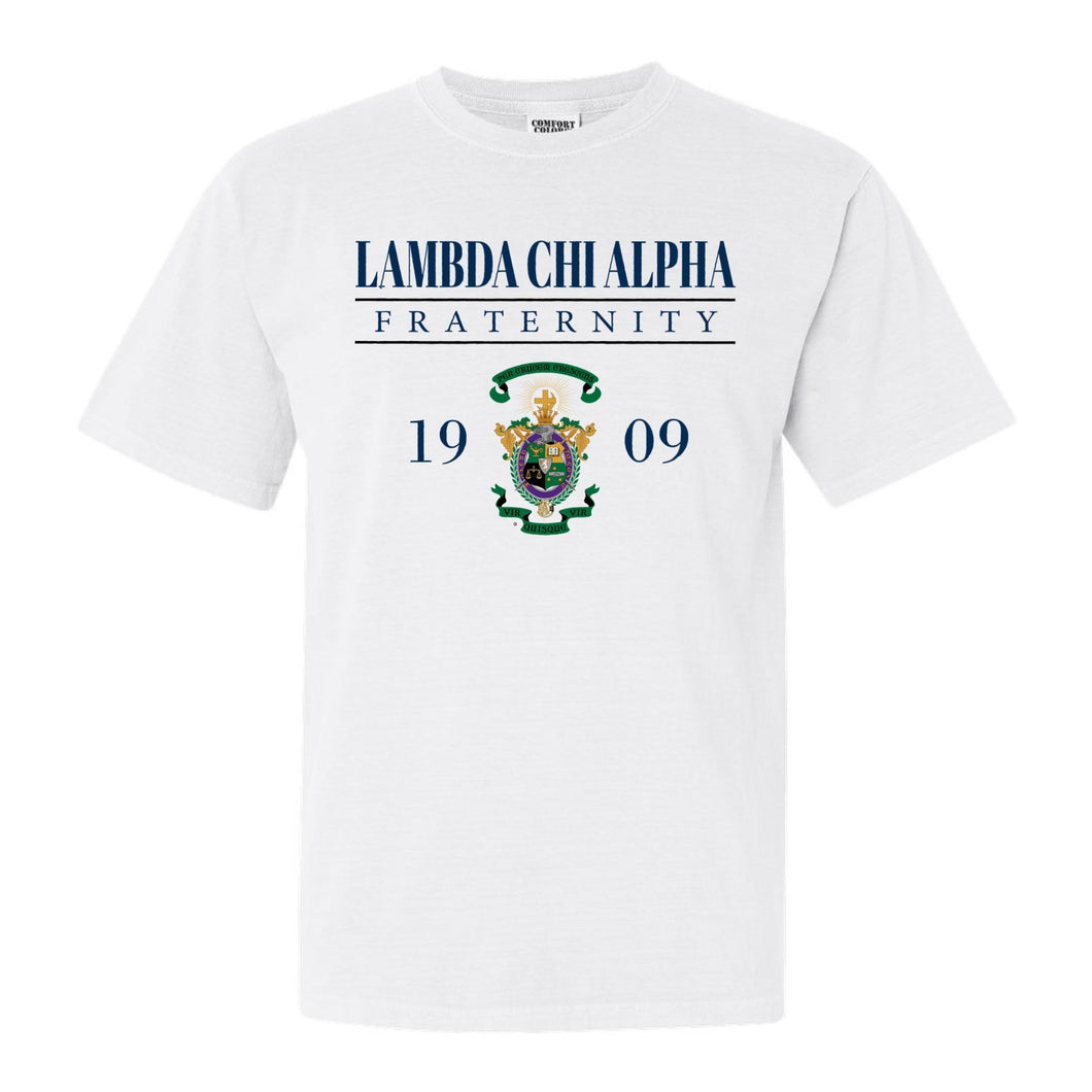 Lambda Chi Alpha Comfort Colors T-Shirt - Lambda Chi Large Crest Shirt - Kite and Crest