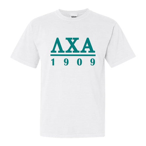 Lambda Chi Alpha Comfort Colors T-Shirt - Lambda Chi Lettered Basic Shirt - Kite and Crest