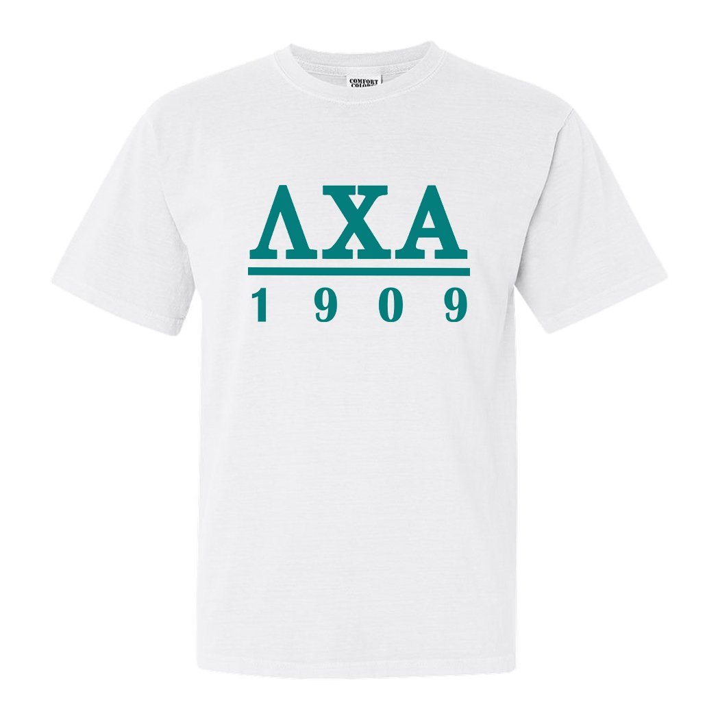 Lambda Chi Alpha Comfort Colors T-Shirt - Lambda Chi Lettered Basic Shirt - Kite and Crest