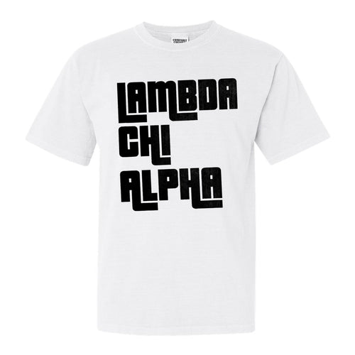 Lambda Chi Alpha Comfort Colors T-Shirt - Lambda Chi Stacked Letters Shirt - Kite and Crest