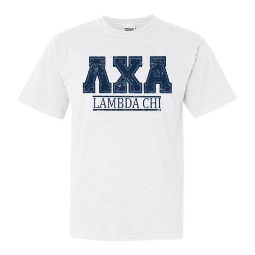 Lambda Chi Alpha Comfort Colors T-Shirt - Lambda Chi Washed Letters Shirt - Kite and Crest