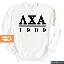 Load image into Gallery viewer, Lambda Chi Alpha Sweatshirt - Lambda Chi Black Letters Crewneck Sweatshirt - Kite and Crest
