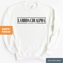 Load image into Gallery viewer, Lambda Chi Alpha Sweatshirt - Lambda Chi Fraternal Block Crewneck Sweatshirt - Kite and Crest
