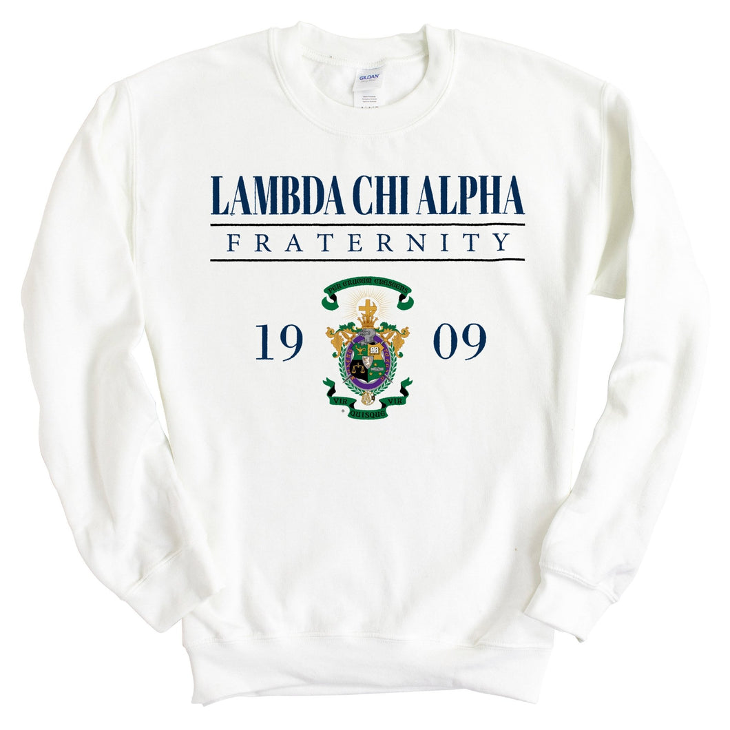 Lambda Chi Alpha Sweatshirt - Lambda Chi Large Crest Crewneck Sweatshirt - Kite and Crest