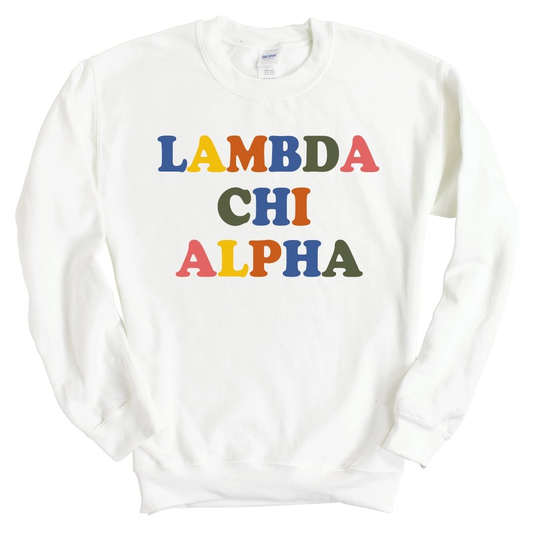 Lambda Chi Alpha Sweatshirt - Lambda Chi Retro Letters Crewneck Sweatshirt - Kite and Crest