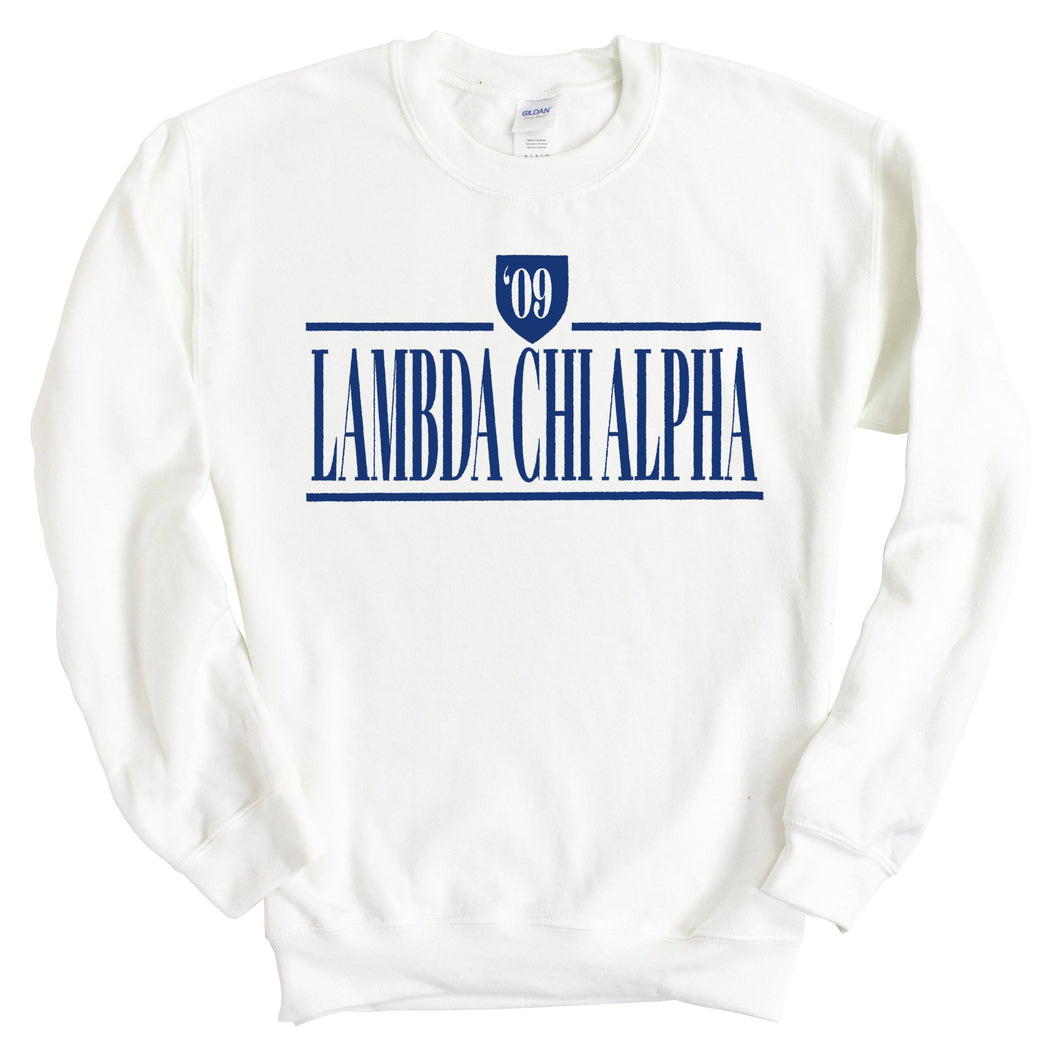 Lambda Chi Alpha Sweatshirt - Lambda Chi Shield Crewneck Sweatshirt - Kite and Crest